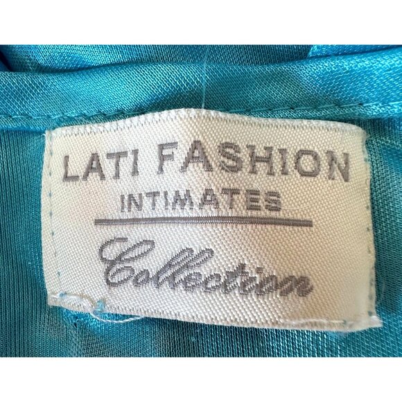 Lati Fashion Intimates Collection Nightgown Medium? Blue Sleeveless Embr… - Picture 11 of 12